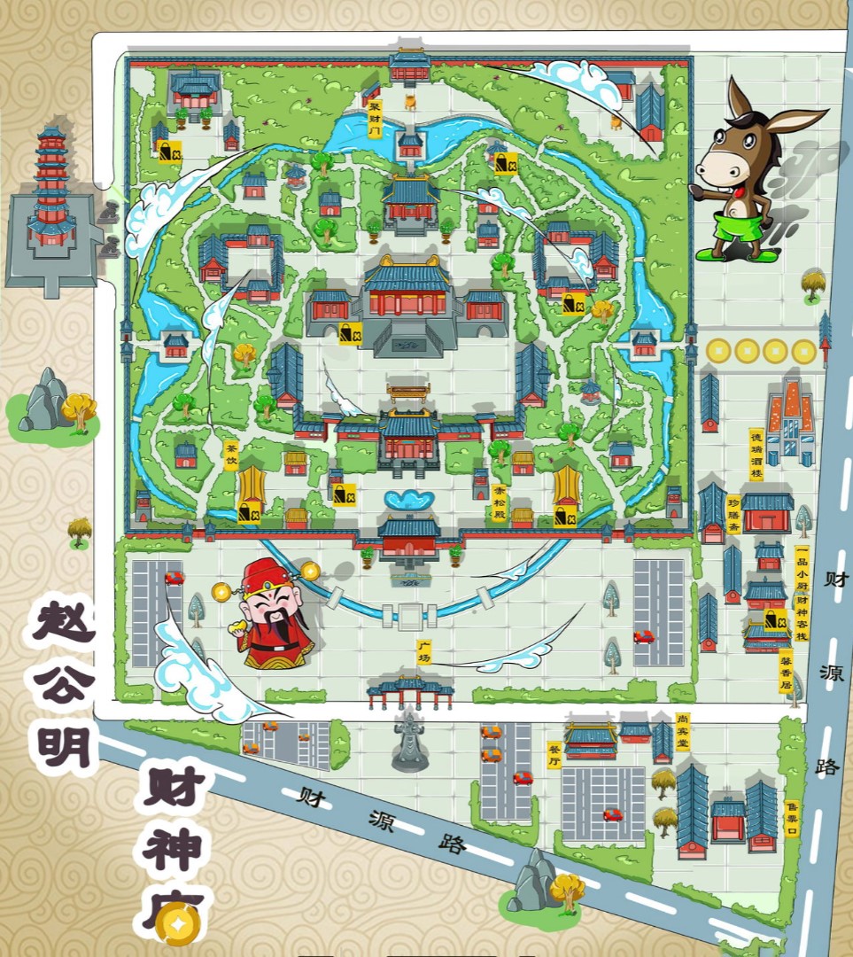 遂宁寺庙类手绘地图